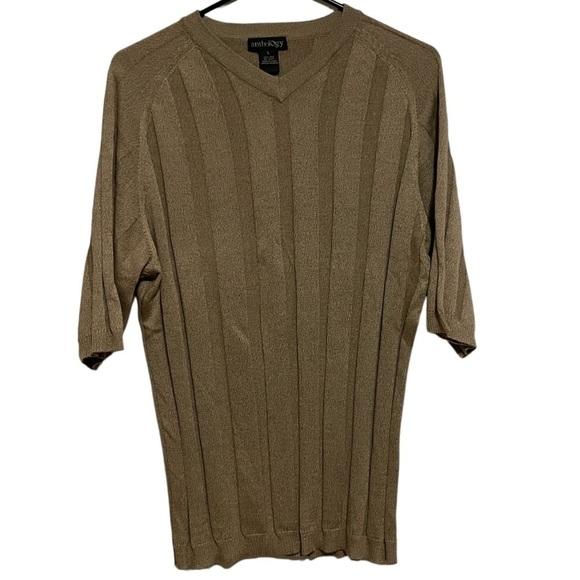 Men’s Anthology Silk Short Sleeve V Neck Sweater - Picture 1 of 3